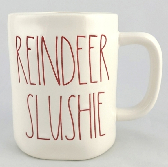 ⭐️2/ $50⭐️ Rae Dunn White Mug Red Large  Letters REINDEER SLUSHIE Christmas - Picture 1 of 11